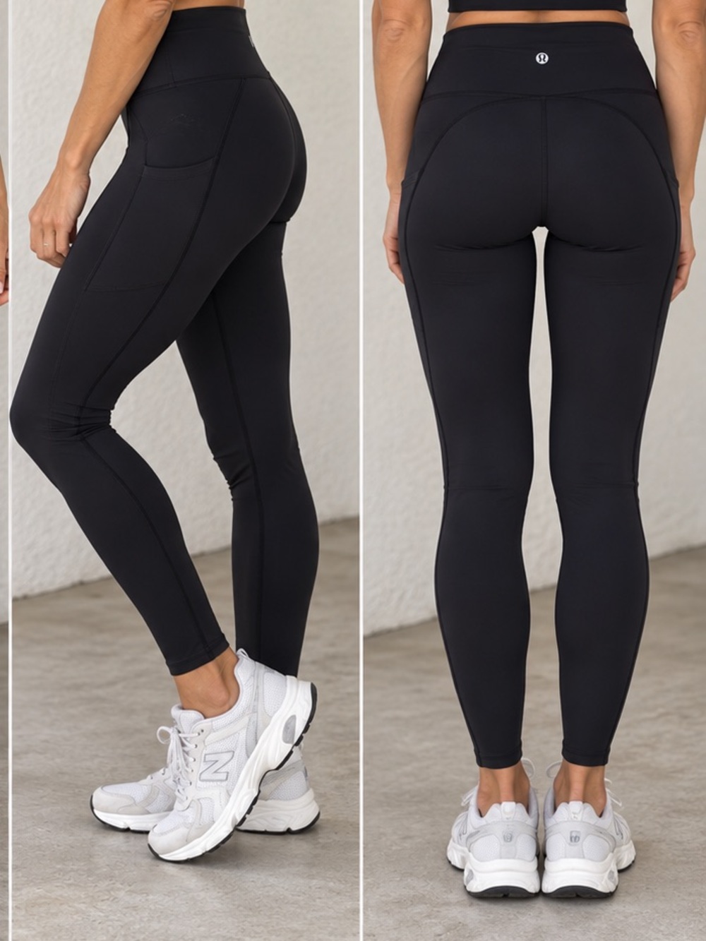 🔹 Lululemon Black High-Rise Leggings with Side Pockets Size 0